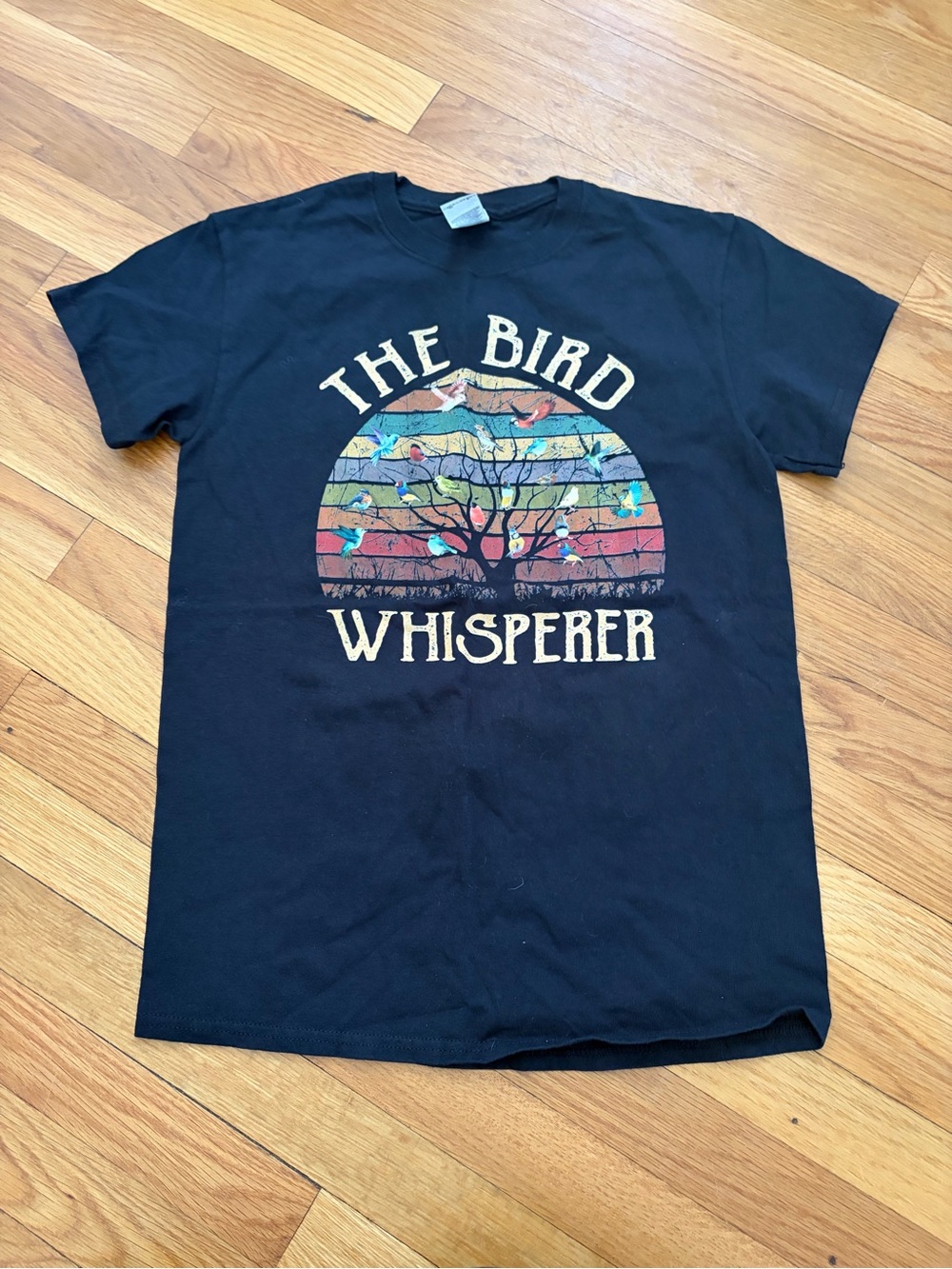 The Bird Whisperer Graphic Tee - Black with Multicolor Print
